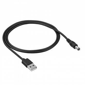 Cavo di alimentazione Akyga AK-DC-01 da connettore maschio USB-A a connettore maschio DC 5,5 x 2,1 mm, 0,8 m, nero