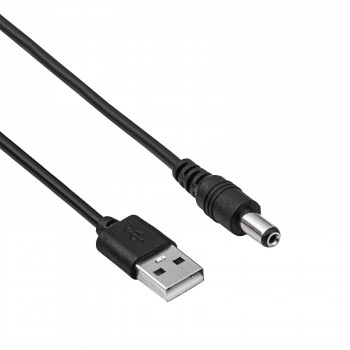 Cavo di alimentazione Akyga AK-DC-01 da connettore maschio USB-A a connettore maschio DC 5,5 x 2,1 mm, 0,8 m, nero