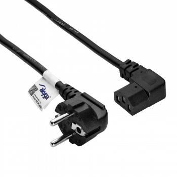 Cavo di alimentazione Akyga AK-PC-02C da CEE 7/7 a IEC C13 angolo 90°, rame 3x0,75 mm², 1,5 m, nero