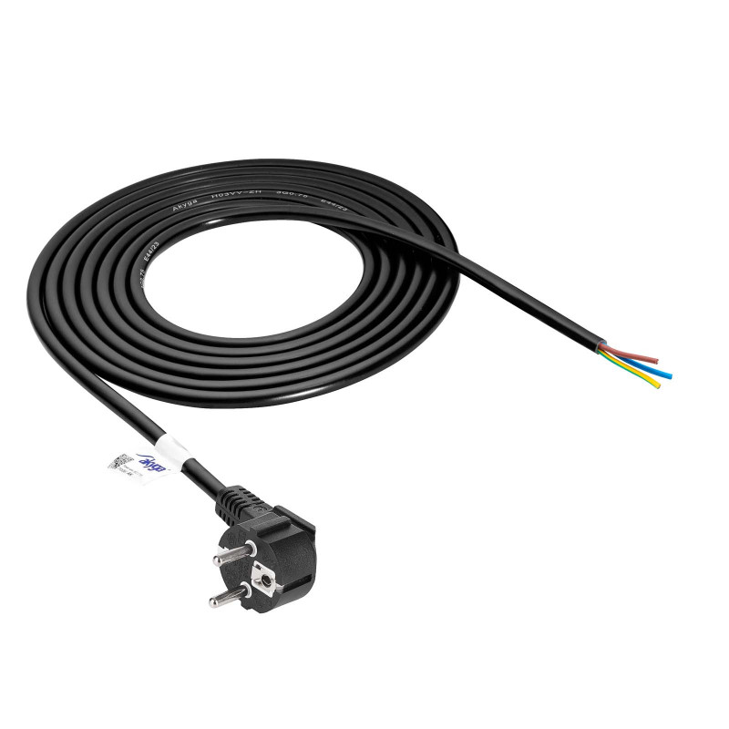 Cavo di alimentazione Akyga AK-OT-01S CEE 7/7 con estremità aperta, 3x 1,5 mm² rame, 1,5 m, nero
