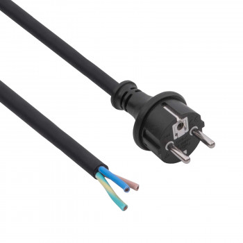 Cavo di alimentazione in gomma Akyga AK-OT-02S CEE 7/7 con estremità aperta, H05RR-F 3x 1,5 mm², 1,8 m, nero