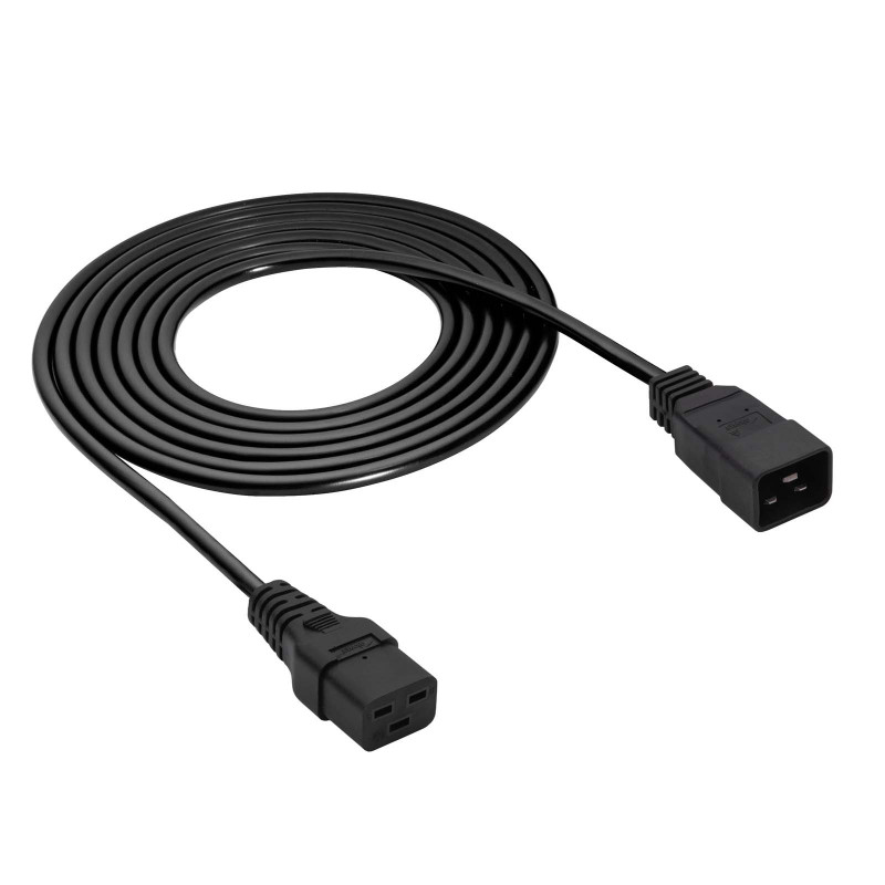 Akyga AK-UP-03S prolunga di alimentazione server IEC C20 a IEC C19, rame 3 x 1,5 mm², 16 A, 1,8 m, nero