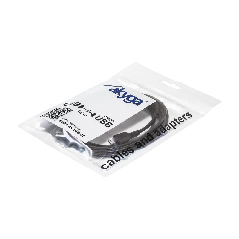 Akyga AK-USB-01 cavo USB 2.0 USB-A (M) a Micro USB-B (M), 1,8 m, nero
