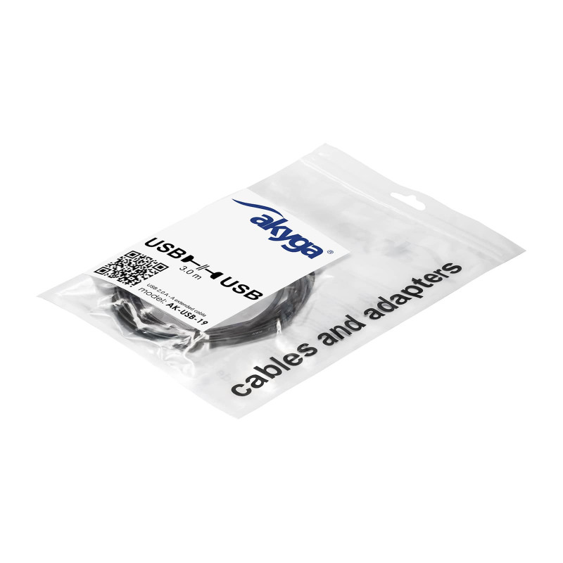 Akyga AK-USB-19 prolunga USB 2.0 USB-A (M) a USB-A (F), 3 m, nero