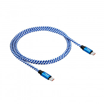 Akyga AK-USB-37 cavo USB-C a USB-C intrecciato, USB 2.0, 100 W, 1 m, blu