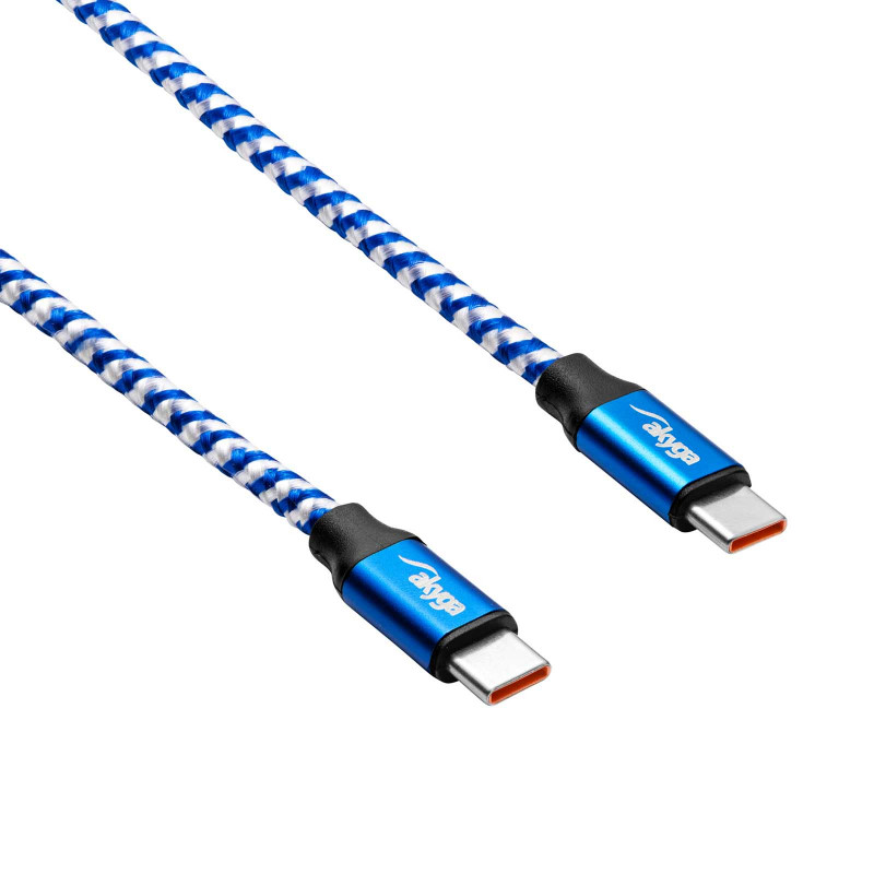 Akyga AK-USB-37 cavo USB-C a USB-C intrecciato, USB 2.0, 100 W, 1 m, blu