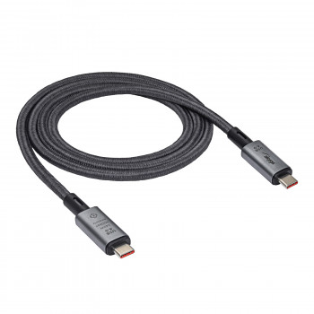 Akyga AK-USB-45 cavo USB-C a USB-C intrecciato, USB4, 40 Gbit/s, 240 W, 1 m, grigio