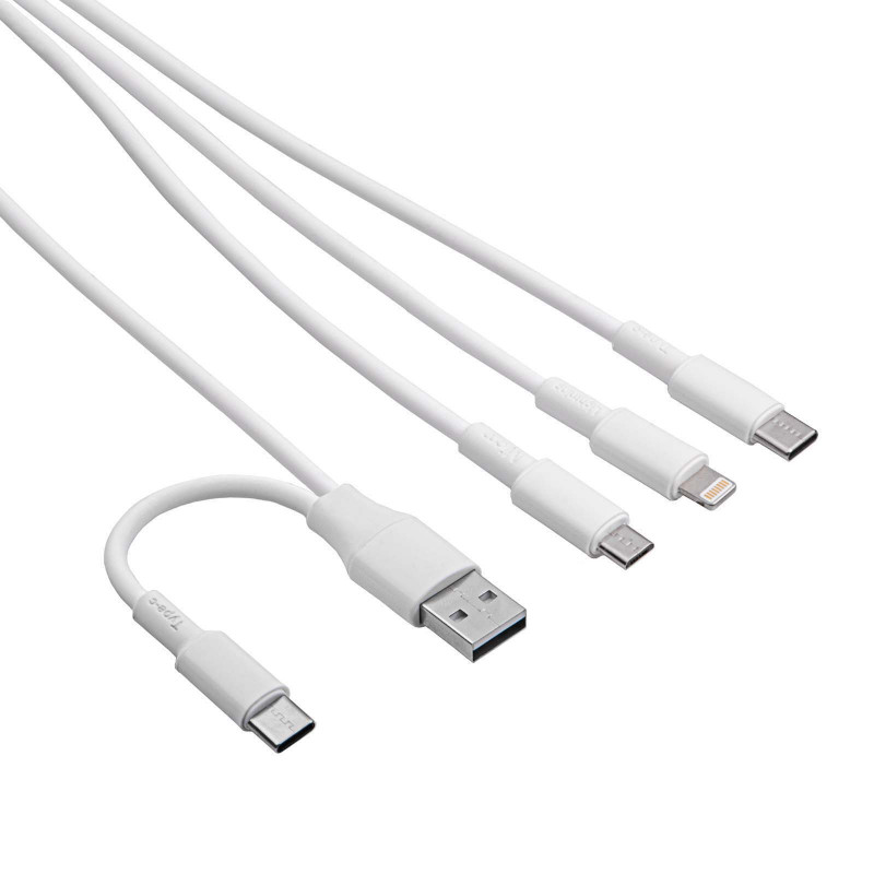 Akyga AK-USB-52 Cavo USB da USB-A + USB-C a Micro-USB + USB-C + Lightning, 1,2 m