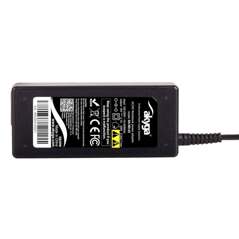 Akyga AK-ND-23 alimentatore per notebook 19 V / 2,1 A, 40 W, 2,5 x 0,7 mm, 1,2 m, per ASUS