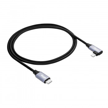 Akyga AK-USB-56 cavo USB-C a Lightning intrecciato con connettore angolare, USB 2.0, 30 W, 1 m, nero