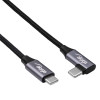 Akyga AK-USB-53 cavo USB-C a USB-C intrecciato con connettore angolare, USB 2.0, 60 W, 0,3 m, nero