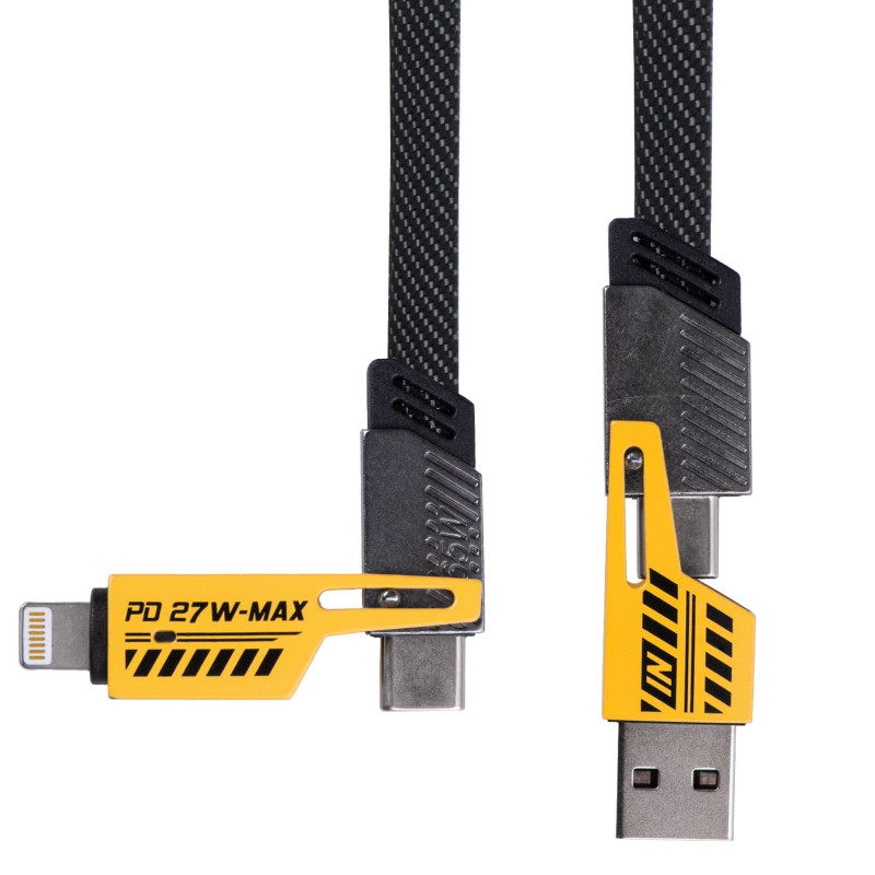 Akyga AK-USB-57 cavo 4-in-1 intrecciato USB-A/USB-C a USB-C/Lightning, USB 2.0, 65 W, 1 m, grigio