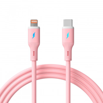 Akyga AK-USB-71 cavo in silicone USB-C a Lightning, USB 2.0, 30 W, 1 m, rosa