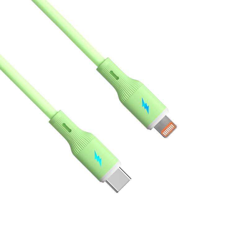 Akyga AK-USB-73 cavo in silicone USB-C a Lightning, USB 2.0, 30 W, 1 m, verde