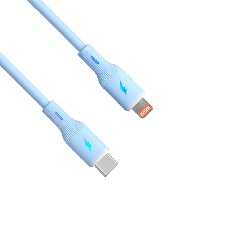 Akyga AK-USB-72 cavo in silicone USB-C a Lightning, USB 2.0, 30 W, 1 m, blu