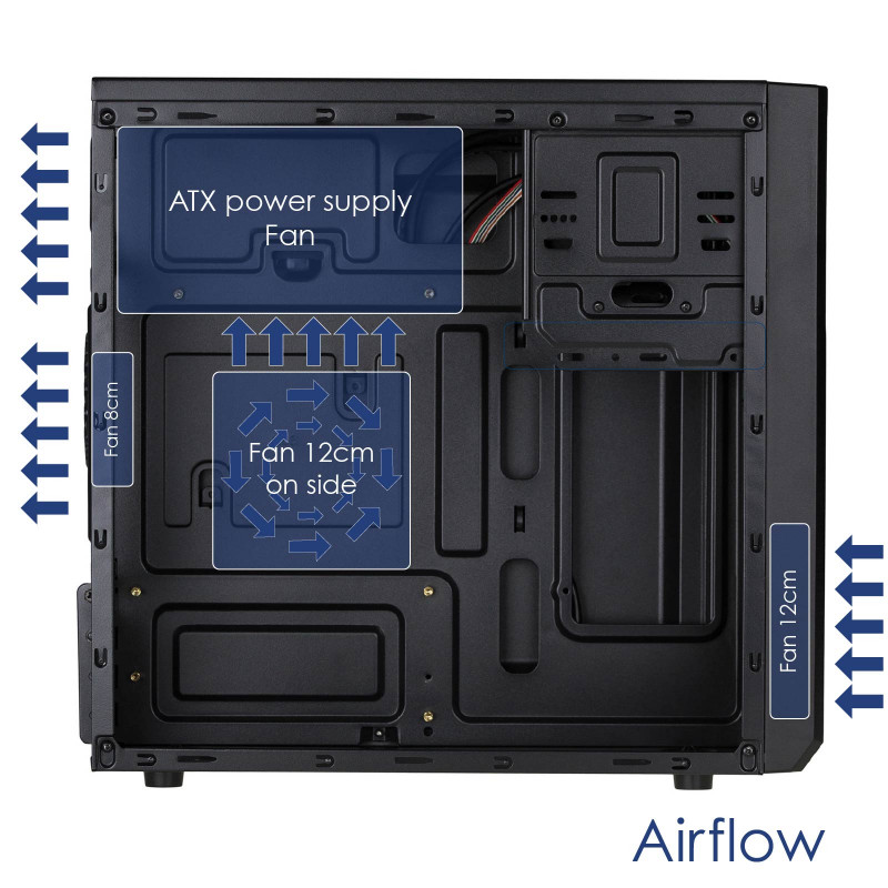 Akyga AK17BK case tower Micro-ATX, 2x USB 3.0, senza alimentatore, nero