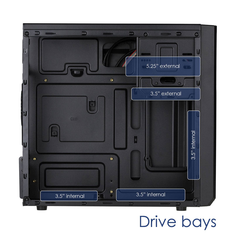 Akyga AK17BK case tower Micro-ATX, 2x USB 3.0, senza alimentatore, nero