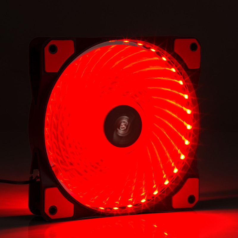 Akyga AW-12E-BR ventola per case 120 mm, 33 LED rossi, Molex, nero