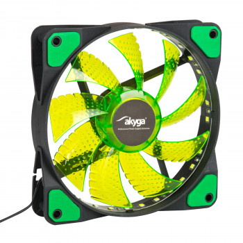 Akyga AW-12E-BG ventola per case 120 mm, 33 LED verdi, Molex, nero