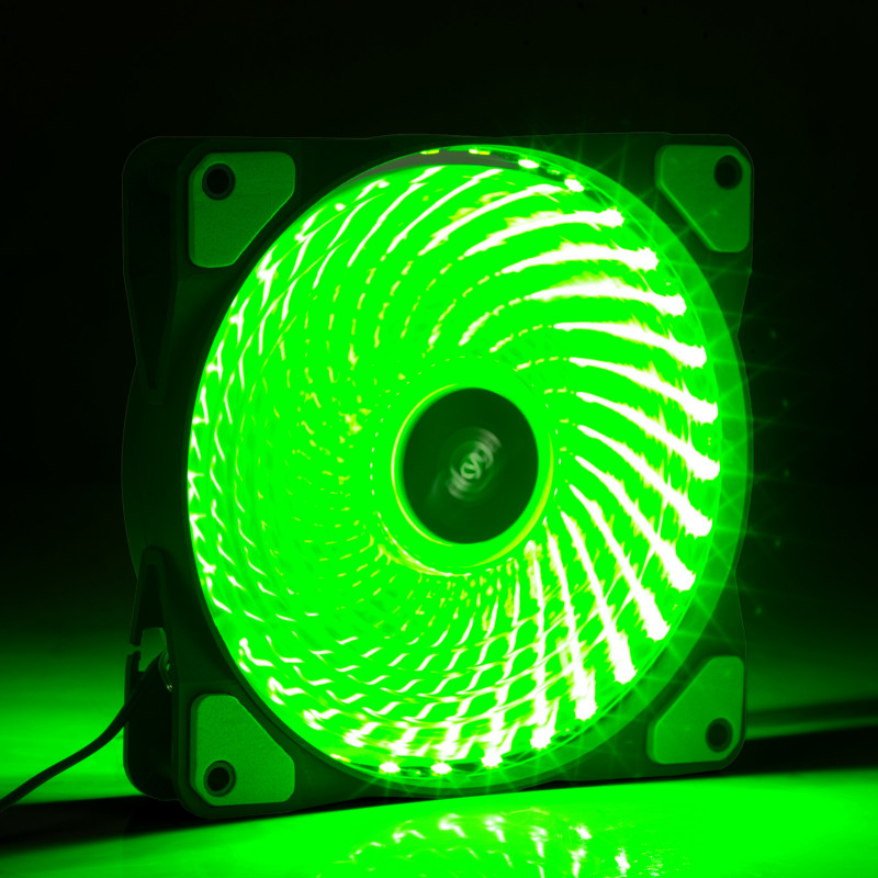 Akyga AW-12E-BG ventola per case 120 mm, 33 LED verdi, Molex, nero
