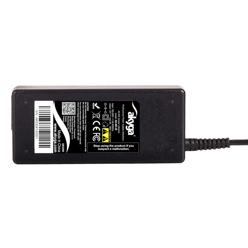 Akyga AK-ND-30 alimentatore 12 V, 5 A, 60 W, 5,5 x 2,5 mm, per mini-PC / LED, 1,2 m