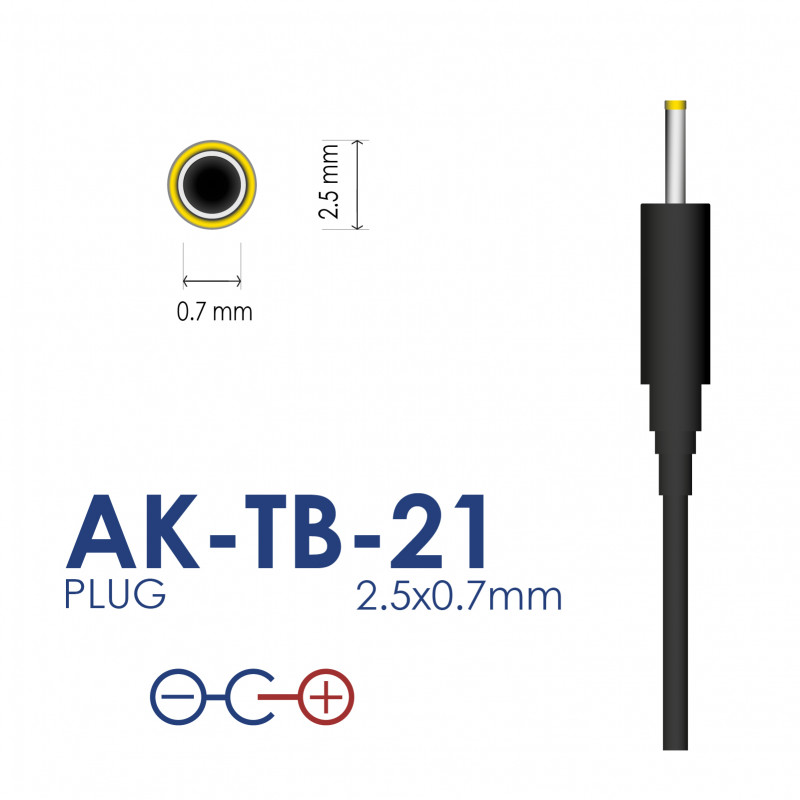 Akyga AK-TB-21 alimentatore universale 5 V / 2 A 10 W, DC 2,5 x 0,7 mm, 1,5 m, nero