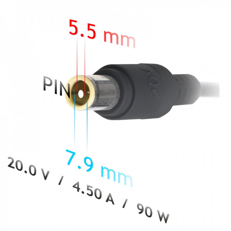 Akyga AK-ND-39 alimentatore per notebook da auto 20 V / 4,5 A, 90 W, 7,9 x 5,5 mm + pin, per Lenovo