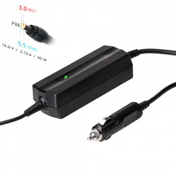 Akyga AK-ND-38 alimentatore da auto per notebook 19 V / 3,16 A, 60 W, 5,5 x 3,0 mm + pin, per Samsung