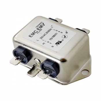 Akyga EN2010-1-F filtro EMC monofase, 1 A, 120-250 V AC, 50/60 Hz, connettore piatto 6,3 mm