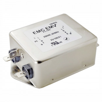 Akyga EN2070-1-F filtro di rete EMC monofase 1 A, 120–250 V AC, 50/60 Hz, connessioni 6,3 mm