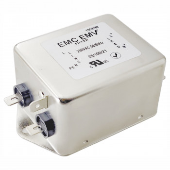 Akyga EN2090-12-F filtro di rete EMC monofase 12 A, 120–250 V AC, 50/60 Hz, connettori 6,3 mm