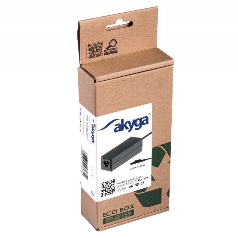 Akyga AK-ND-66 alimentatore per notebook 12 V / 2,58 A, 31 W, Surface Connect, 1,2 m, per Microsoft Surface Pro 3 / Pro 4