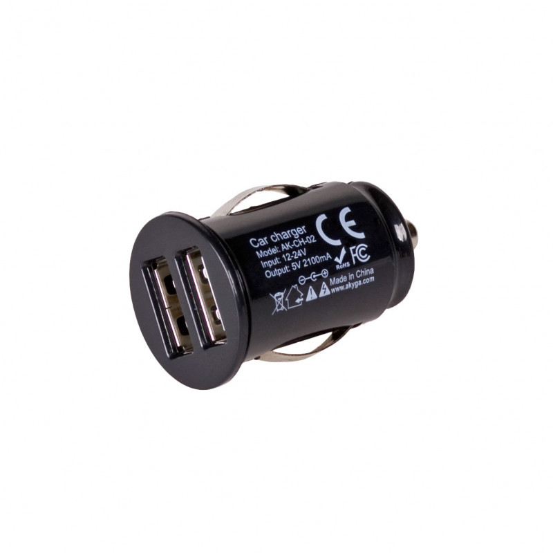 Caricabatterie auto 12/24V Akyga AK-CH-02 10,5W 2x USB-A 5V / 2,1A nero
