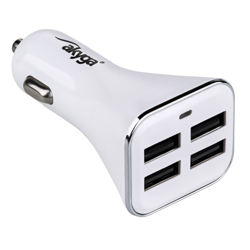 Caricabatterie auto 12/24V Akyga AK-CH-09 34W 4x USB-A 5V / 6.8A bianco