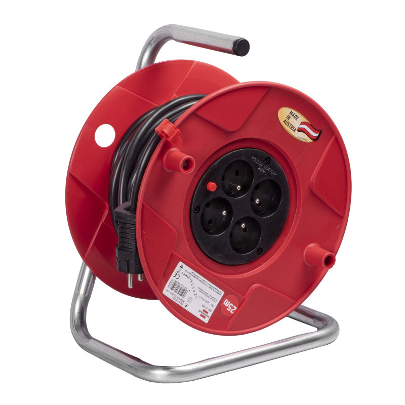 Brennenstuhl Akyga AK-CR-08 avvolgicavo, 4 prese, IP20, 25 m, rosso