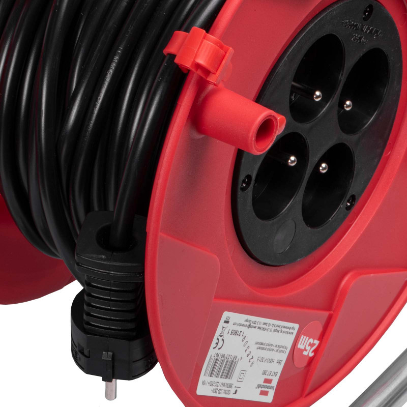 Brennenstuhl Akyga AK-CR-08 avvolgicavo, 4 prese, IP20, 25 m, rosso
