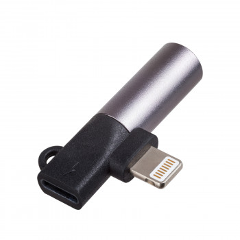 Akyga AK-AD-63 adattatore Lightning (m) a Lightning (f) + jack 3,5 mm (f), nero