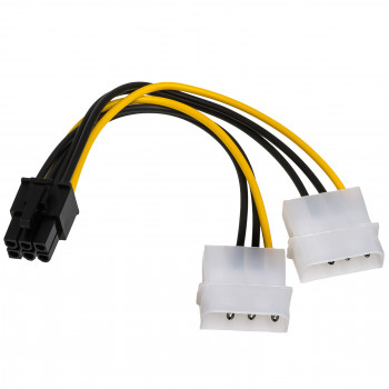 Akyga AK-CA-13 cavo adattatore alimentazione 2x Molex (M) a PCIe 6 pin (F), 15 cm