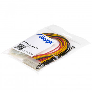 Akyga AK-CA-09 cavo prolunga alimentazione ATX 24 pin (20+4), 24 pin (F) a 24 pin (M), 30 cm