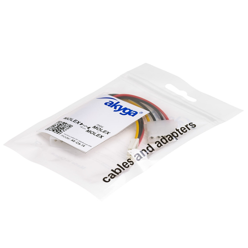 Akyga AK-CA-14 cavo distributore alimentazione Molex (M) a Molex (F) + Mini Molex (F), 15 cm