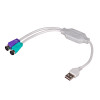 Akyga AK-AD-15 cavo adattatore USB-A (M) a 2x PS/2 (F), bianco