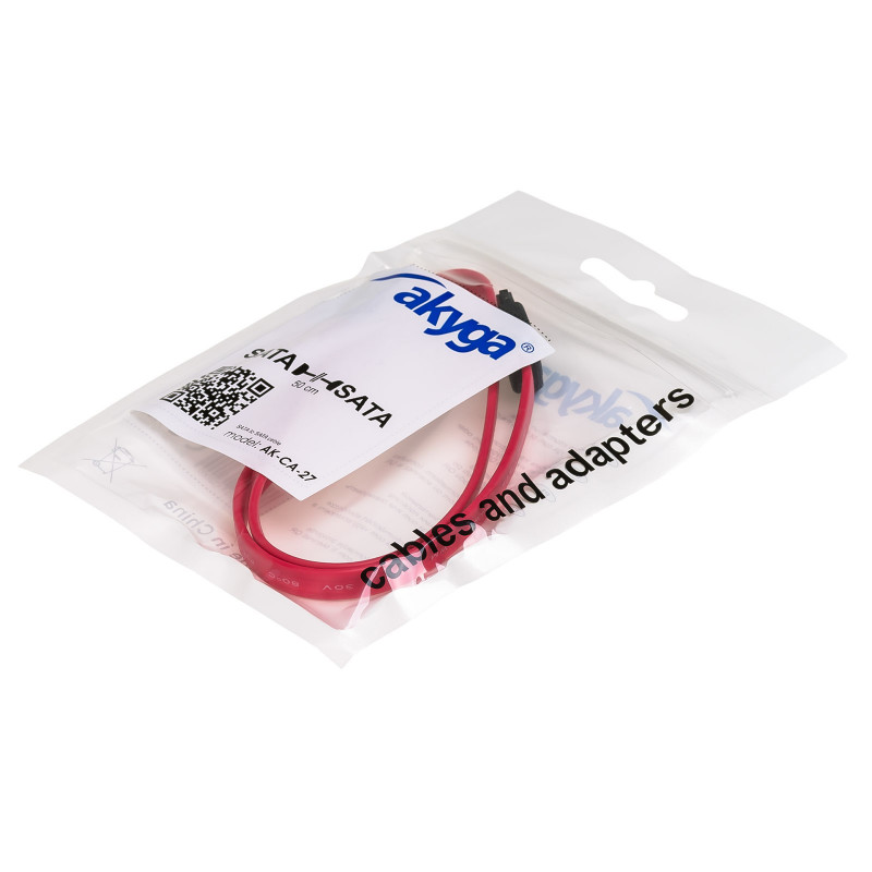 Akyga AK-CA-27 cavo dati SATA III, 6 Gb/s, 0,5 m, rosso