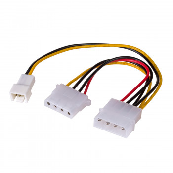 Akyga AK-CA-35 distributore alimentazione ventole Molex (connettore femmina) a Molex (connettore maschio) + 3 pin 12 V (connettore maschio), 2x 15 cm