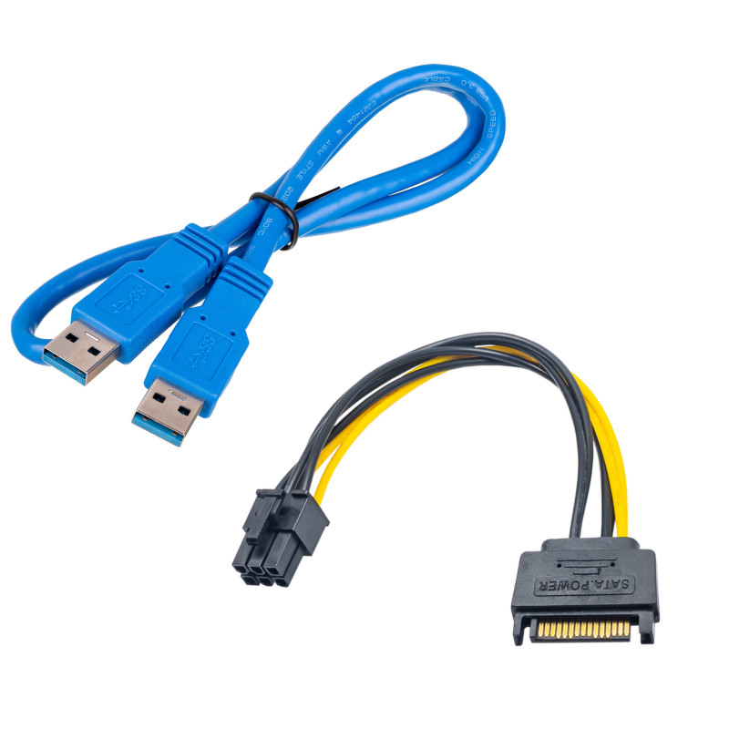 Akyga AK-CA-64 kit riser PCIe x1 a x16 con cavo USB 3.0 da 55 cm