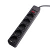 Akyga AK-SP-06A ciabatta con protezione da sovratensione, 5x prese Schuko CEE 7/3 (tipo F), interruttore, 1,8 m, nero