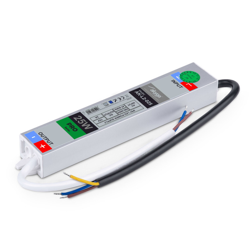 Akyga AK-L2-025 alimentatore switching LED impermeabile 12 V, 2 A, 25 W, IP67