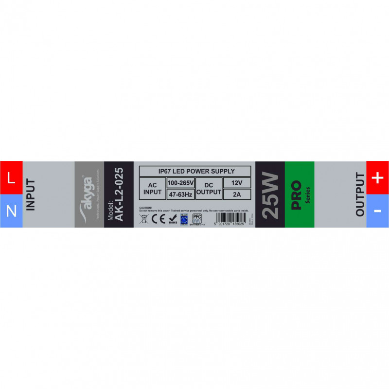 Akyga AK-L2-025 alimentatore switching LED impermeabile 12 V, 2 A, 25 W, IP67
