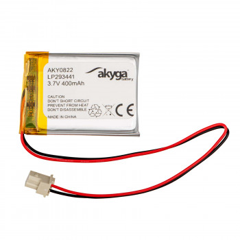 Akyga AKY0822 batteria ricaricabile Li-Po LP293441 3,7 V 400 mAh con PCM, connettore 2 pin, cavo 150 mm