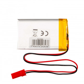 Akyga AKY0559 batteria ricaricabile Li-Po LP503448 3,7 V 800 mAh con PCM, connettore JST 2,54 mm 2 pin, cavo 150 mm