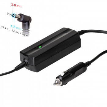 Akyga AK-ND-40 alimentatore da auto per notebook 19,5 V / 3,33 A, 65 W, 4,5 x 3,0 mm + pin, per HP